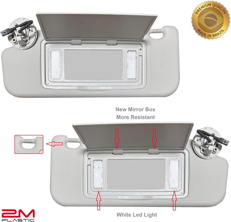 2M PLASTIC Sun Visor Fits for Chevy Cruze 2017-2018 Pair Set Left+Right Gray 2MPLASTIC (Atmosphere - Light Gray + Light) - Image 2